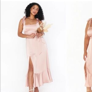 Satin Rose Gold Midi Dress